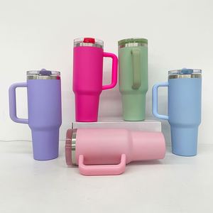 Blank Sublimation Macaroon White 40oz Vacuum Insulated Leak Spill Proof Tumbler <b>Cups</b> Mug with Removable Flip Straw Lid - Product Image 2