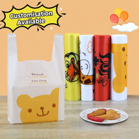 Sacs en plastique PE pour T-shirts, motifs Ours/Lapin/Girafe, emballage jetable pour supermarché, aliments pour bébés/desserts/thé, personnalisables, offre spéciale
