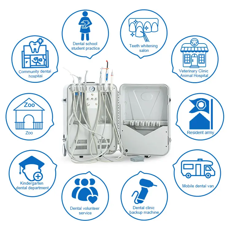 جديد 2024 أفضل عيادة طبيب أسنان CE وحدة طبيب الأسنان المنزلية المتنقلة معدات طب الأسنان وحدة طب الأسنان المحمولة مع ضاغط الهواء