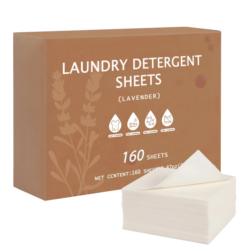 Custom Logo Laundry Supplier Super Concentrated Natural Biodegradable Strong Stain Fighting Lavender Laundry Sheet Strip