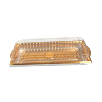 JY-F2202 Assiette et bol rectangulaires jetables en plastique doré pour sushis, idéaux pour les plateaux de service à emporter