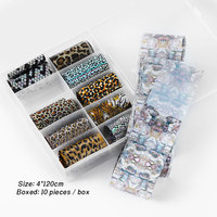 Autocollants de transfert pour ongles TSZS en gros, feuilles holographiques laser pour nail art, papier de transfert coloré motif léopard et fleurs pour manucure