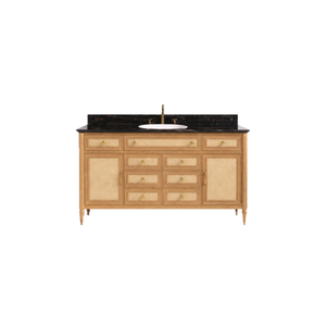 Luxury Solid Wood <b>Bathroom</b> <b>Vanity</b> With Marble Top Classic Rattan Weaving <b>Bathroom</b> Cabinet Single Sink Hotel <b>Bathroom</b> Furniture - Product Image 1