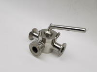 Válvula de Tres Vías de Acero Inoxidable Manual SS304, Tipo Abrazadera, Válvula de Paso Sanitaria