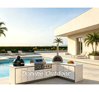 Îlot de cuisine extérieur en acier inoxydable haute performance avec grill, évier et unité barbecue pour jardin privé, villa, patio
