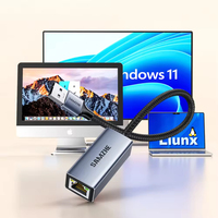 SAMZHE 15cm Adaptor Ethernet Gigabit USB3.0 Berpelindung 1000Mbps RJ45 LAN Jaringan Kabel Tersedia untuk Laptop Windows Mac