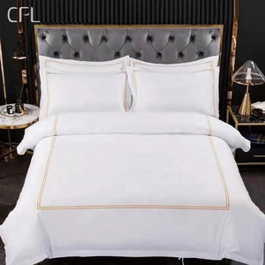 La <span class=keywords><strong>biancheria</strong></span> <span class=keywords><strong>da</strong></span> <span class=keywords><strong>letto</strong></span> bianca 100% del cotone dell'<span class=keywords><strong>hotel</strong></span> delle strisce di CFL 3 cm ha montato gli strati nel lenzuolo eccellente dei rifornimenti di ospitalità - Product Image 3