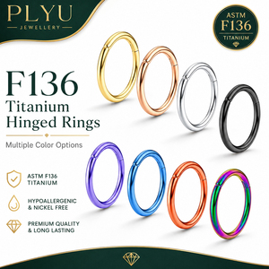 ASTM-F136 Joyería de titanio anodizado para piercing de nariz, aros clicker para septum, anillos de segmento para oreja 20g 18g 16g 6/7/8mm - Product Image 1