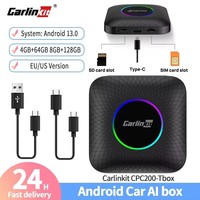 CarlinKit - Caja de TV LED Inalámbrica con Carplay, Android Auto Inalámbrico 8 128G, Adaptador de Video Inteligente con Android 13 para IPTV, Netflix, Kia