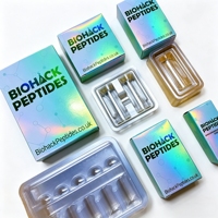 Boîte personnalisée OEM pour flacons de peptides, boîte en plastique avec logo en relief, flacon en verre de 3 ml, 5 ml, 10 ml