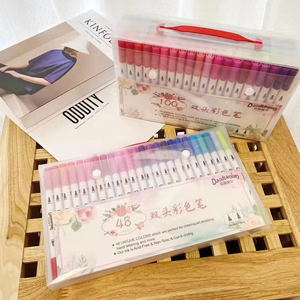 ชุดปากกาเมจิกสองหัว 48/100 สี สำหรับงานศิลปะ ปากกาหัวพู่กัน สีสันสดใส ยอดนิยม - Product Image 6