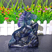 Vente Flash : Statue de Cheval en Cristal Naturel Personnalisée, Figurine d'Animal en Fluorite pour Décoration Intérieure, Art Populaire, Sculpture de Haute Qualité