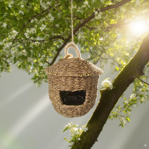 Natuurlijke Kolibrie Geweven Zeegras Nest Hangende Vink Vogel Gras Hut Vogelhut Vogelhuisje Vogelhuisje Voor Tuin - Product Image 2