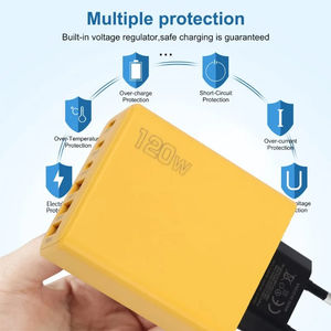 <span class=keywords><strong>Cargador</strong></span> USB <span class=keywords><strong>de</strong></span> 120W con Carga Rápida Tipo 3PD+3USB, Adaptador para Teléfono Móvil con Enchufe EU/US/UK, Cargadores Rápidos para iPhone 16 15 Samsung <span class=keywords><strong>Xiaomi</strong></span> - Product Image 4