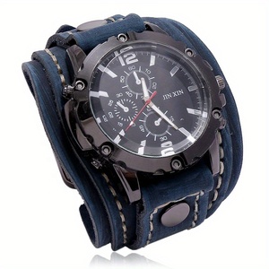 Vintage Hand <strong>Stitched</strong> Cowhide <strong>Watch</strong> Fashion Exaggerated Men's Bracelet NW1484 - Product Image 3