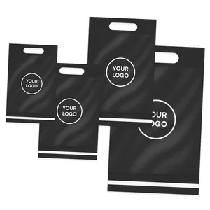 100件黑色处理的聚邮包塑料袋印有标志，不干胶和不透明的衣服邮袋