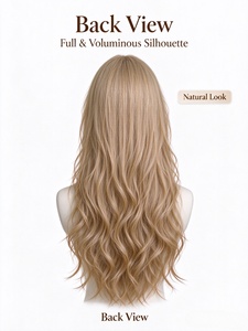 Peluca de cabello largo y ondulado de fibra rubia clara, suave y sedosa, con línea de cabello natural, para uso diario - Product Image 5