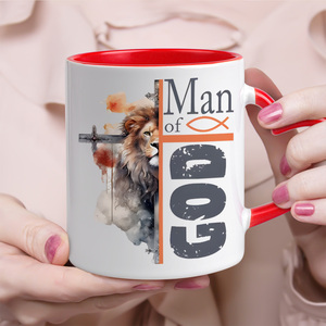Tasse en céramique religieuse de marque Diytree de 11 oz avec croix de lion de la foi chrétienne et message "Fils de Dieu" pour un cadeau de mariage - Product Image 2