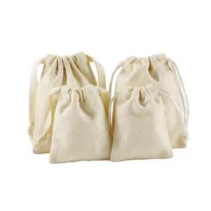 Bolsa de Almacenamiento con Cordón de Algodón Muselina Biodegradable, Impresa con Logotipo Personalizado, Color Personalizado, Impresión Flexográfica - Product Image 1