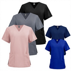 Uniforme Médico Personalizado con Logotipo, Blusa Quirúrgica de Poliéster y Spandex sin Costuras con Bolsillo en el Pecho y Cuello en V para Enfermeras, Hombres y Mujeres, Unisex, Color Sólido - Product Image 2