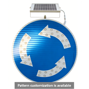 <span class=keywords><strong>Panneau</strong></span> d'avertissement <span class=keywords><strong>rond</strong></span> clignotant à énergie solaire 3M High Reflective Film Roundabout Signage pour la sécurité routière - Product Image 1