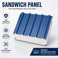 Panel Sándwich de Lana de Roca, Panel de Pared con Aislamiento Térmico e Insonorización, para Construcción Comercial e Industrial