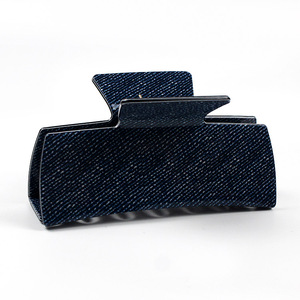 กิ๊บหนีบผมทรงสี่เหลี่ยมผืนผ้า สีน้ำเงินเข้ม ลายผ้ายีนส์ ทำจากอะซิเตท รับผลิตตามสั่ง ขายส่ง หนาขึ้น สไตล์ยุโรปอเมริกัน - Product Image 1