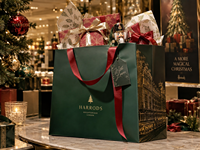 Sac de shopping en papier de luxe écologique biodégradable pour Noël vert avec impression de logo personnalisé
