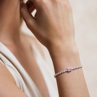 Bracelet Chaîne Tennis en Acier Inoxydable Anti-ternissement pour Femme, Personnalisé, avec Zircone Cubique et Cristal, Vente en Gros