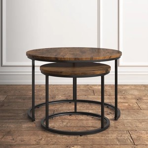 Tavolino da Tè Alto in Metallo e Legno di <span class=keywords><strong>Noce</strong></span>, Design Unico, Gambe in Acciaio, Arredamento per Soggiorno, Set di Tavolini da Caffè Componibili - Product Image 3