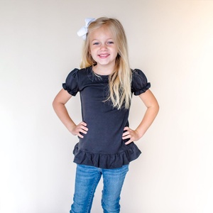 Camiseta Personalizada para Niñas, Manga Corta, Verano, Algodón, Mangas Abullonadas, Ropa de Verano para Bebés - Product Image 3