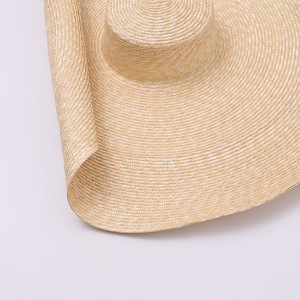 Chapeau de paille à très large bord pour <span class=keywords><strong>femme</strong></span>, style européen français, pliable, protection solaire pour la plage, idéal pour les séances photo, été - Product Image 4