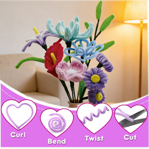 Kit de 135 Nettoyants pour Tuyaux (Pipe Cleaners) pour <span class=keywords><strong>l</strong></span>'Artisanat - Kit de Fabrication de Fleurs en Chenille, Fil Épais et Doux avec Accessoires pour Arts & Artisanat, Décoration Festive - Product Image 6