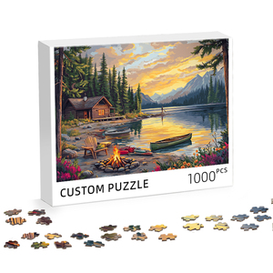 Puzzle Personalizzati Stile Casa sul Lago 500/1000 Pezzi World Box Bule Board Gioco Familiare Colorato Personalizzato per Bambini/Adulti - Product Image 1