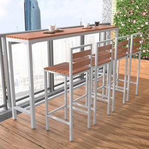 Conjunto de Mesa y Sillas de Bar Minimalistas Modernos para Exteriores, Mesa Alta y Larga para Balcón, Protección Solar para Patio - Product Image 4