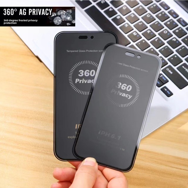 360 Degree Anti spy Tempered Glass Screen Protector Matte Silk Print Anti Glare Privacy Film for iPhone 14 15 16 17 Pro Max