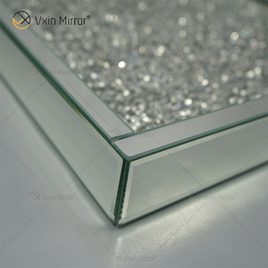 Hot Sale WXMT-019 Modern HomeDecor Silver Crushed Diamond Glass Square <strong>Mirror</strong> <strong>Trays</strong> - Product Image 3