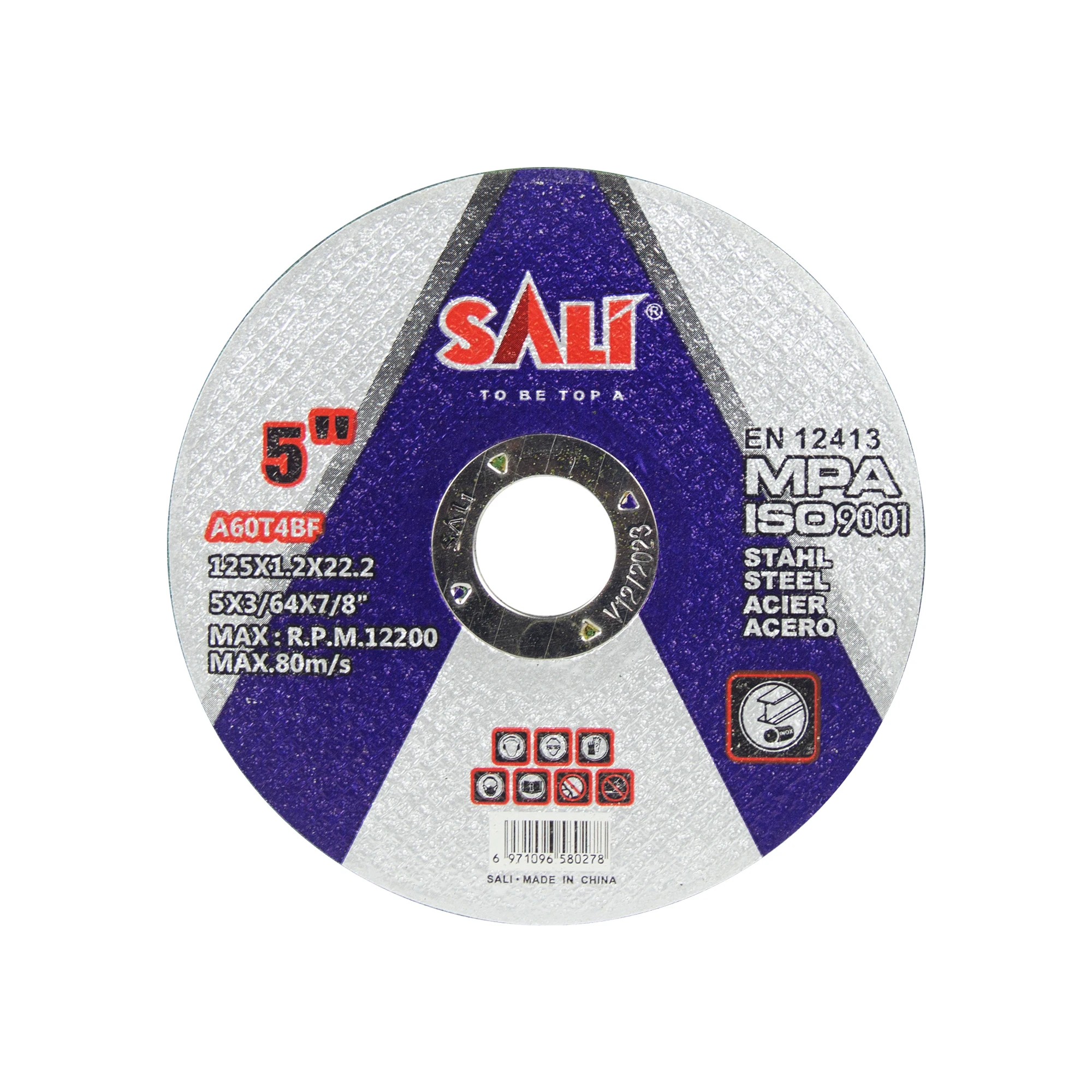 Sali disco de corte abrasivo 125x1.2x22.2mm, roda multiuso com mpa en-12413 para moedor de ângulo