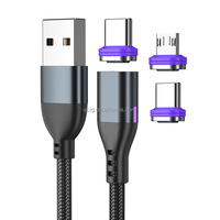 Greenport kabel Data pengisian daya cepat, kabel Data pengisian daya Cepat 16pin 3 in 1 USB ke USBC Micro USBA 3A, 1m (3,3 kaki) 2m (6,6 kaki)