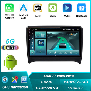 Lecteur vidéo de voiture WIFI double bande 5G+2.4G 2+64G 5.4 pour Audi TT 2006-2014 Navigation GPS Radio Android Carplay - Product Image 2