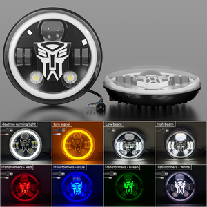 HYNBYZJ para Jeep Wrangler JK <span class=keywords><strong>Lada</strong></span> <span class=keywords><strong>Niva</strong></span>, Faro LED Redondo de 7 Pulgadas, Luz de Coche con Halo, Ojos de Ángel, DRL, Señal de Giro Ámbar, Lámpara Delantera - Product Image 5