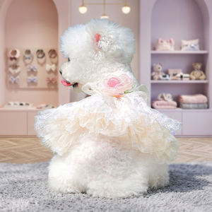 Robe de princesse en maille de luxe pour petits chiens, blanche unie, écologique, style mariage, vêtements pour animaux de compagnie - Product Image 3
