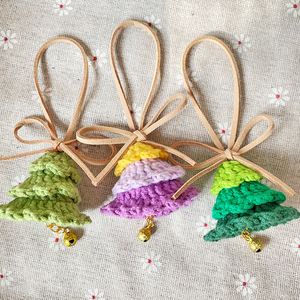 Sachet <span class=keywords><strong>de</strong></span> Noël <span class=keywords><strong>en</strong></span> crochet multicolore à 3 couches, pendentif pour arbre <span class=keywords><strong>de</strong></span> Noël, breloque pour sac, ornement à suspendre à la voiture, haute qualité, cadeau <span class=keywords><strong>de</strong></span> Noël parfait - Product Image 1