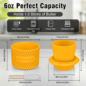 European Design Kitchenware <b>Storage</b> <b>Container</b> Silicone Butter Dish Lid Ceramic Base Customizable Home Accessory Light Durable - Product Image 4