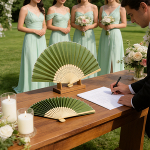 Abanico de Mano Plegable de Bambú Personalizado con Impresión en Seda, Abanico Personalizado para Bodas, Venta al Por Mayor de Fábrica - Product Image 3