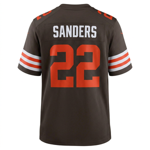 Nouveau produit en gros de haute qualité 2 #   Maillot de football américain Shedeur Sanders Chubb Cleveland en polyester/nylon cousu, séchage rapide - Product Image 1