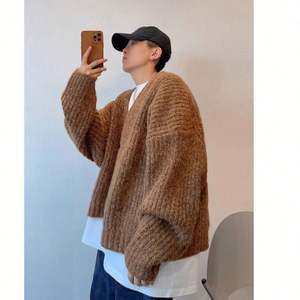 <b>Men's</b> Casual Loose Button Knit Pullover <b>V</b>-<b>neck</b> Full Sleeve Standard Wool Autumn Solid Color Trend <b>Sweater</b> Coat - Product Image 3