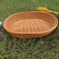 Panier de rangement ovale en rotin PP tressé, fait main, étanche, gain de place, qualité alimentaire, résistant à la moisissure, facile à nettoyer, pour snacks, fruits et pain