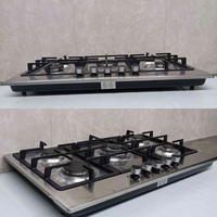 Table de cuisson à gaz encastrée à 5 brûleurs en verre trempé de 86cm Cuisinière domestique à économie de gaz en acier inoxydable approuvée CE