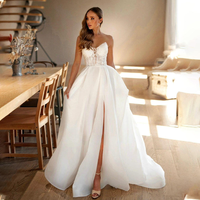 Robe de mariée robe de mariée col en V détachable manches longues bouffantes fente haute sangle de recul petite dentelle décalcomanie perle broderie